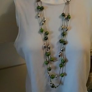 Silver and Green Necklace